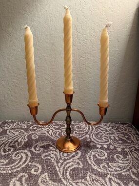 VTG Coppercraft Guild 3-Arm Candelabra Copper Brass Boho Mid Century Canada 7”